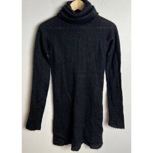 Zara Knit Black Fuzzy Turtleneck Sweater Dress Long Sleeve Size Medium Women’s